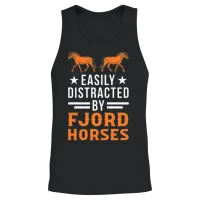 Easily Distracted by Fjord Horses Horse Unisex Tank Top - Black – 2