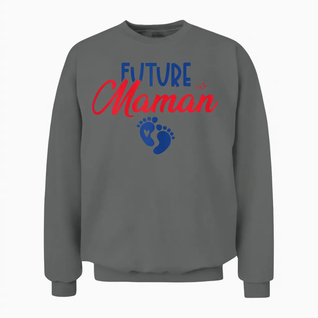 Future Maman Future Papa - Announcement Pregnancy Couple Matching T-Shirt, White, Female X-Small Unisex Sweatshirt in Graphite Heather
