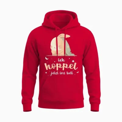 Hase Official Sleep Shirt Ich Hoppel Jetzt Ins Bett T-Shirt, Black Unisex Hoodie - Red