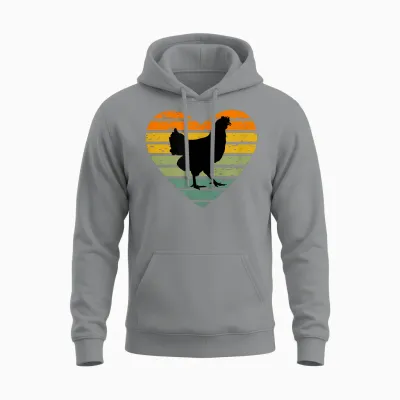 Ich Liebe Hühner Retro Herz Hühnerfan Bauernhof Henne Huhn Unisex Hoodie - Sport Grey