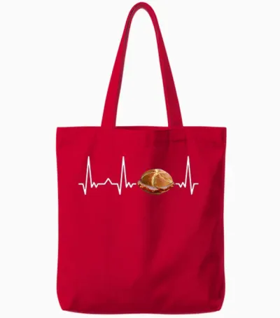 Leberkäse Herzschlag Bayern Ecg Leberkas Lebakas T-Shirt, Black Tote Bags - Red