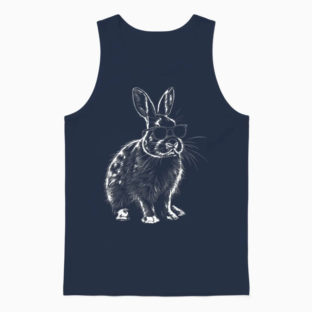 Rabbit Animal Lovers Cute Rabbit Bunny Sunglasses Unisex Tank Top in Navy