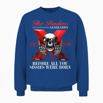Skeleton Shirt Gen X Badass Generation Funny Gen X Est 1978 T-Shirt, Black, S Unisex Sweatshirt - Royal