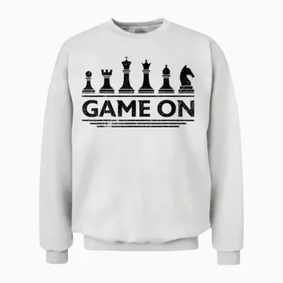 Game on Chess Pieces Funny Board Game Themed Gift Men Kids T-Shirt Small Unisex Sweatshirt - White