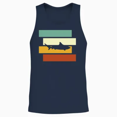 Shark Retro Unisex Tank Top - Navy