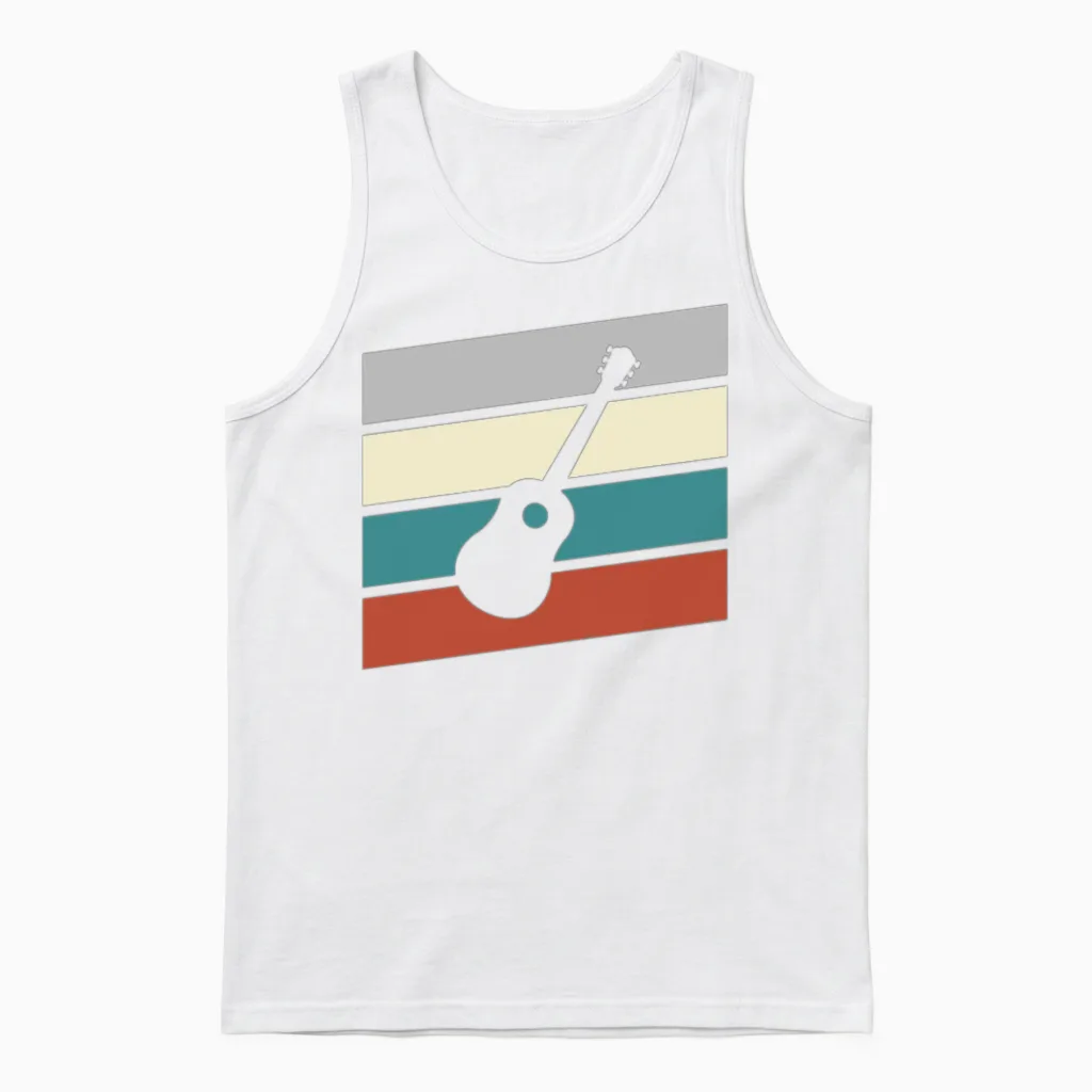 Guitar Retro Unisex Tank Top in White