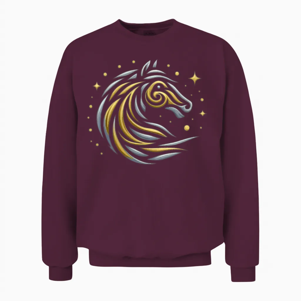 Celestial Horse Glyph Lovers Gift Unisex Sweatshirt in Maroon