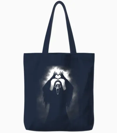 Scary Face Horror Creepy Ghost Heart Hands Halloween Spooky Tote Bags - Navy