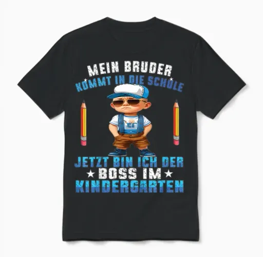 Mein Bruder Kommt in Die Schule Boss Im Kindergarten Schule Unisex T-Shirt in Black