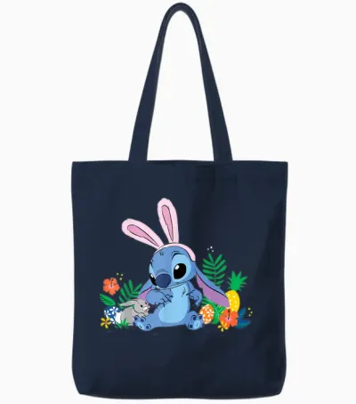 Disney Stitch Easter Bunny Ears & Eggs Tropical Spring Pals Tote Bags - Navy