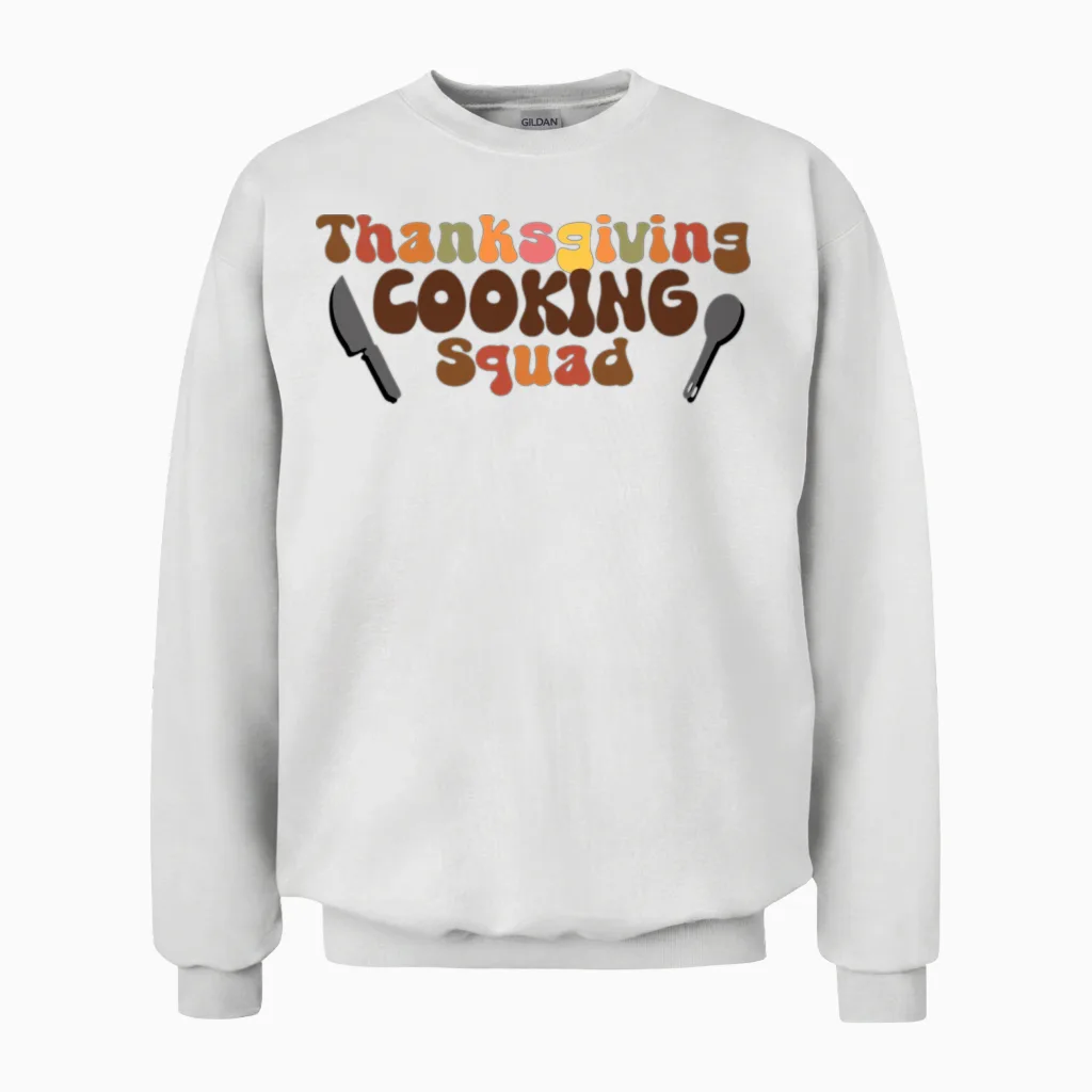 Funny Thanksgiving | Thanksgiving Cooking Squad Unisex Sweatshirt in White