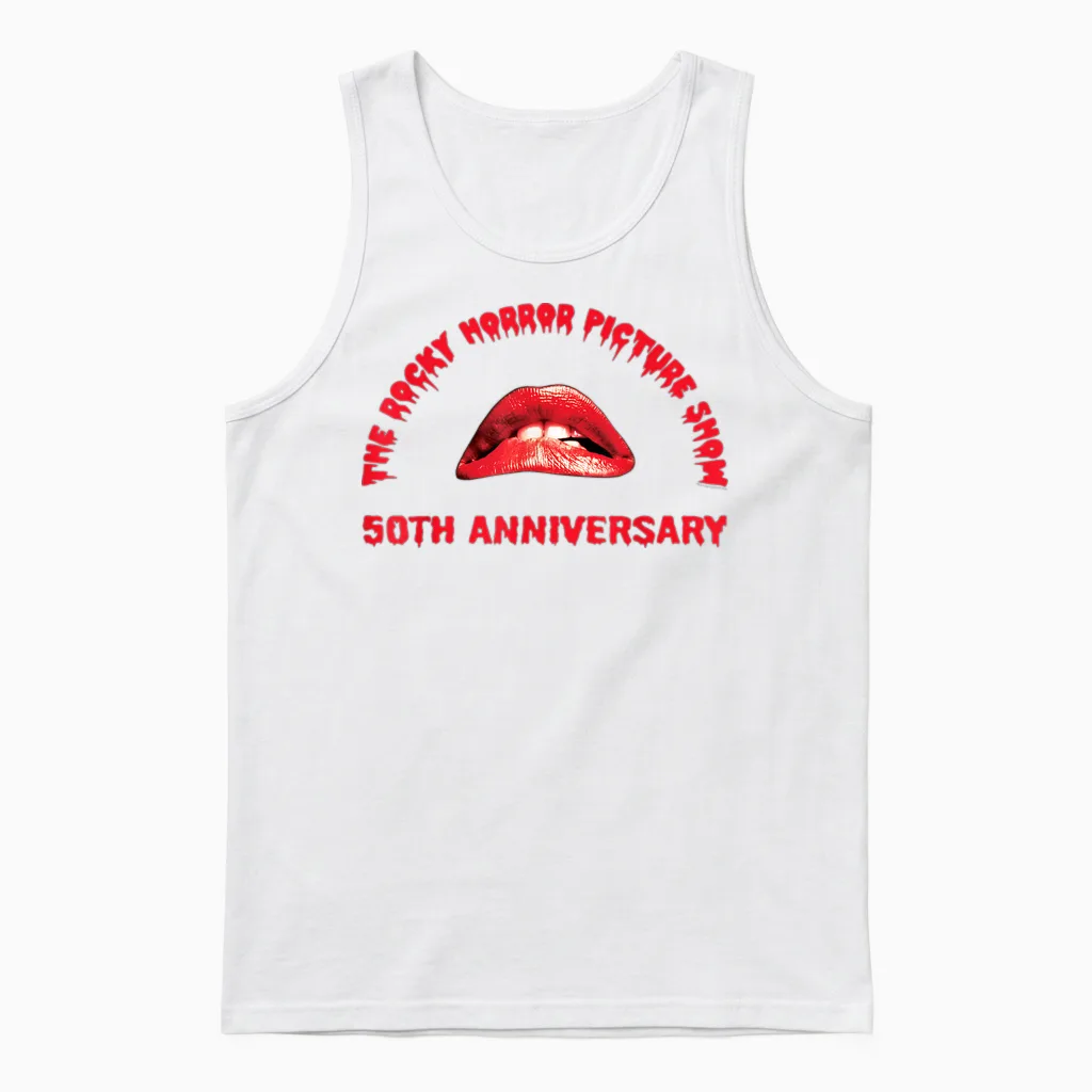The Rocky Horror Picture Show 50th Anniversary Lips Logo Unisex Tank Top in White