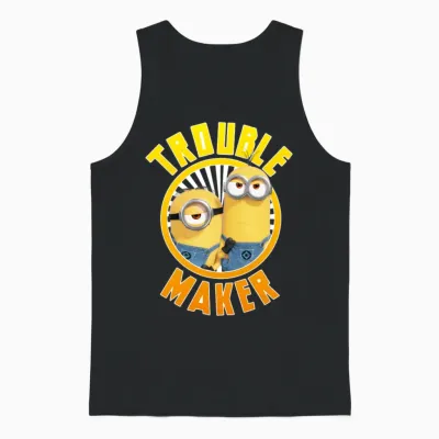 Minions Two Minions Trouble Maker Unisex Tank Top - Black