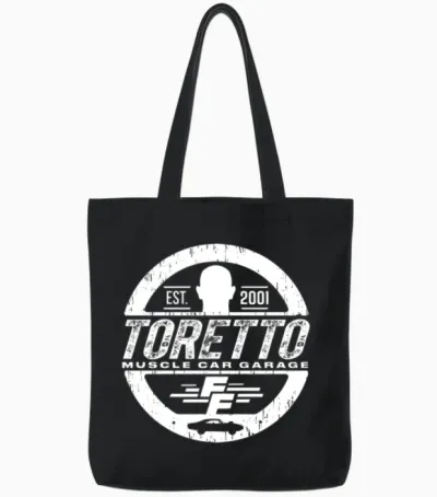Fast and Furious Logo with Dom Toretto Tote Bags - Black