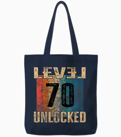 70. Geburtstag Level Unlocked Vintage Retro Tote Bags - Navy