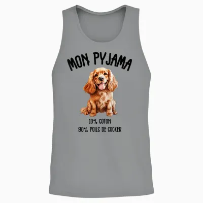 Cocker Cadeau Humour Pyjama Chien Cocker T-Shirt, White Unisex Tank Top - Sport Grey