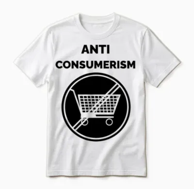 New Anti Consumerism Cool Slogans Unisex T-Shirt - White