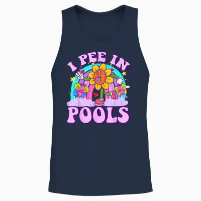 I Pee in Pools Funny Embarrassing Dirty Adult Humour Women's T-Shirt, Black, S Unisex Tank Top - Navy