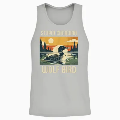 Retro Funny Sarcastic Animal Stupid Canadian Wolf Bird Loon Unisex Tank Top - Ash