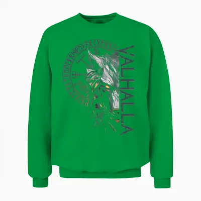 Valhalla Wolf Wolves Odins Runes Nordic Compass Viking Unisex Sweatshirt - Irish Green