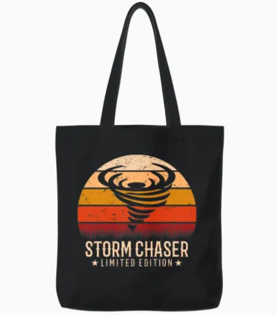 Retro Tornado Twister Hurricane Lover Tote Bags - Black