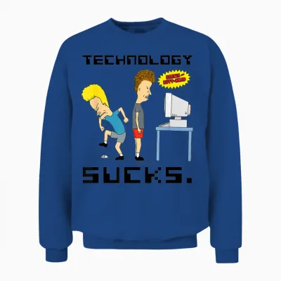 Beavis and Butt-Head Technology Is Scheiße T-Shirt, Gray, S Unisex Sweatshirt - Royal