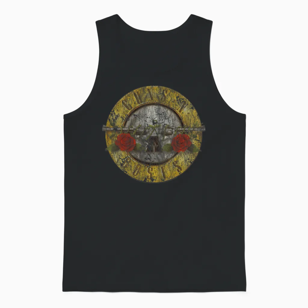 Official Guns N'roses 80s Rock Band Logo Unisex Tank Top in Black