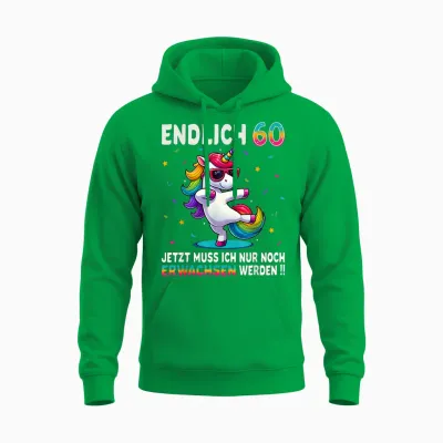 60th Birthday Gifts Woman Man Party Outfit Unicorn T-Shirt, Black Unisex Hoodie - Irish Green