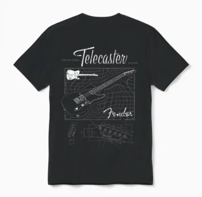 Fender the Original Telecaster Guitar Schematic Unisex T-Shirt - Black