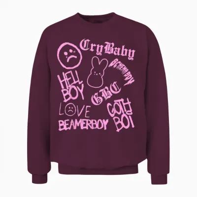 Lil Emo Rap Goth Peep Hip Hop Tattoo Unisex Sweatshirt - Maroon