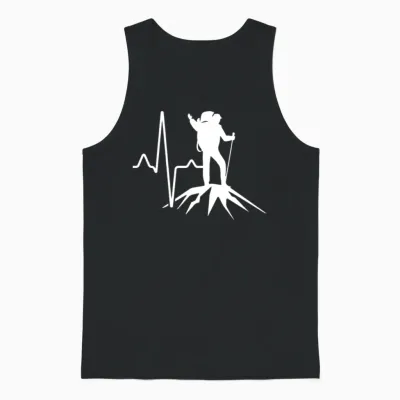 Hiking Heartbeat Unisex Tank Top - Black