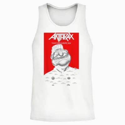 Anthrax Tour Over Europe T-Shirt, Black, S Unisex Tank Top - White