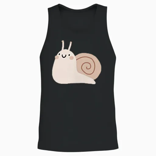 Happy Smiling Snail for Children, Women, Men, Funny T-Shirt, Black Unisex Tank Top - Black