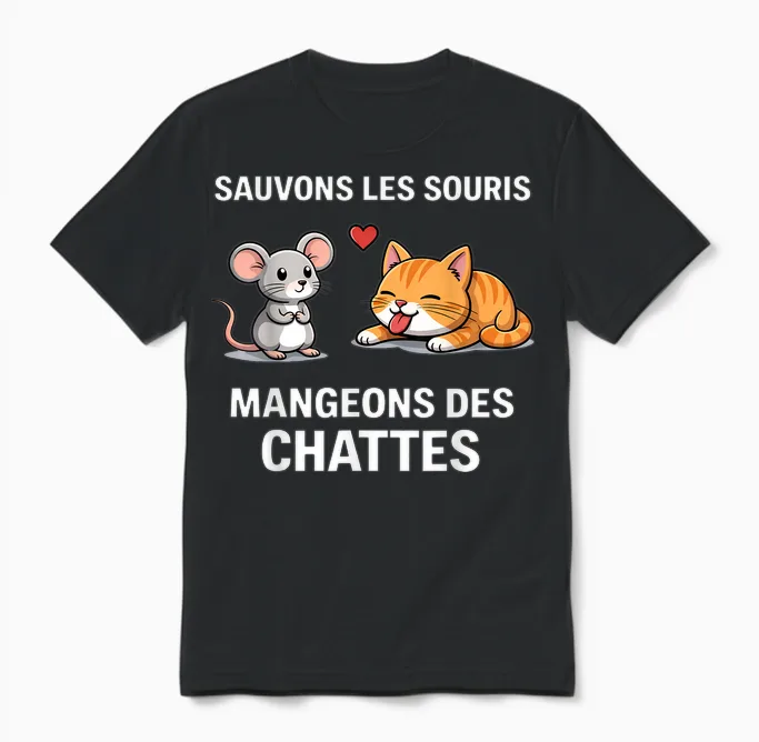 Humor Save Mice Eat Pussies Word Game Unisex T-Shirt in Black