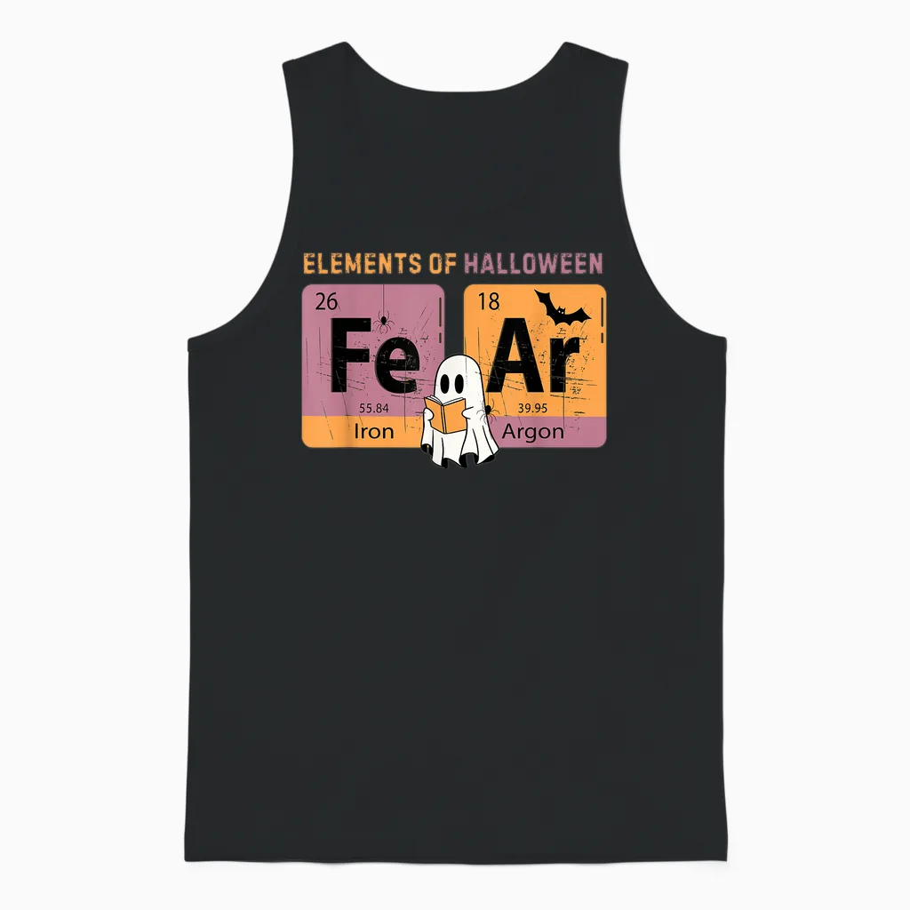 Elements of Halloween Fear Periodically Halloween Chemistry Unisex Tank Top in Black