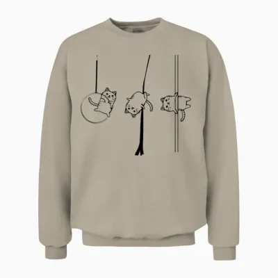 Circus Aerialist Cat Aerialist Yogi Dancer Aerial Unisex Sweatshirt - Sand