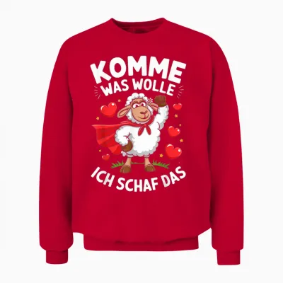 Komme Was Wolle Ich Schaf Das Lustiger Spruch Witziges Unisex Sweatshirt - Red