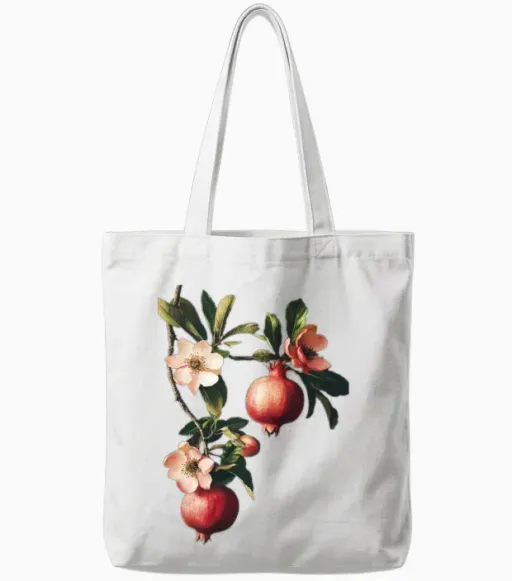 Pomegranate Tote Bags in White
