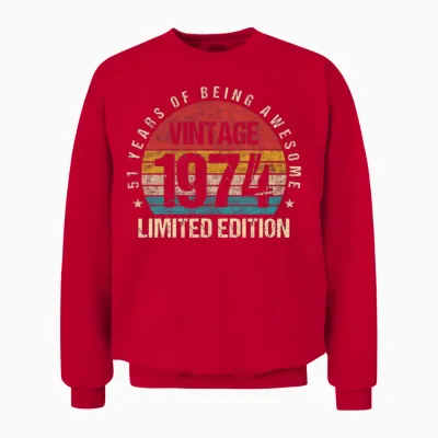 Vintage 1974 Limited Edition 51st Birthday Gift Unisex Sweatshirt - Red