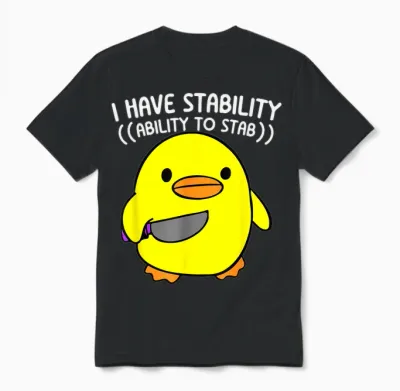 Lustige Ente Geschenke Sarkastische Meme Süße Chibi Ente Mit Messer Unisex T-Shirt - Black