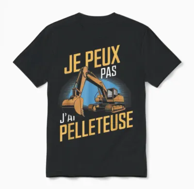 Je Peux Pas J'ai Pelleteuse Man Humour Construction Equipment Unisex T-Shirt - Black