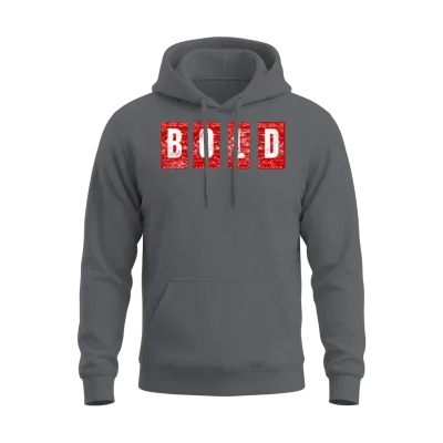 Bold Quad Panels Distressed Typography Unisex Hoodie - Charcoal