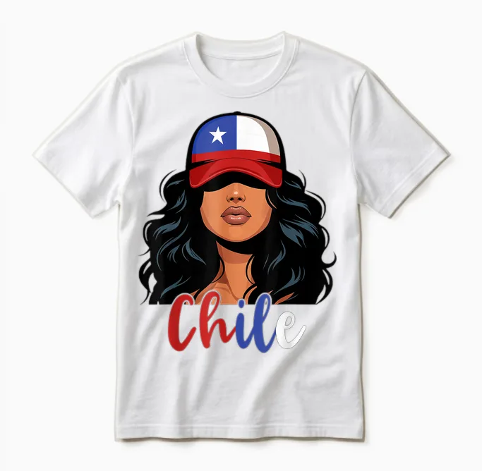 Drapeau Chilien Fille Chilena Fière Femme Unisex T-Shirt in White