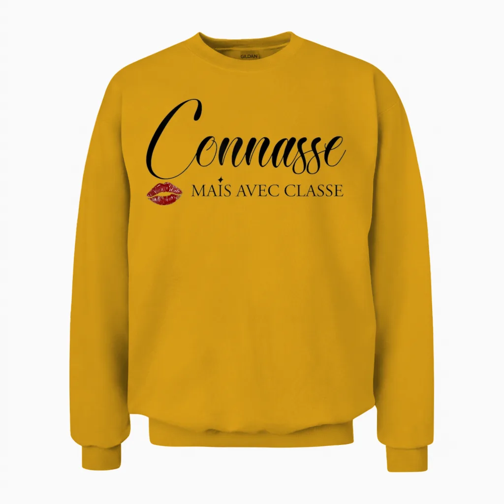 Connasse but with Class Beautiful Gift Sister Friend Girlfriend T-Shirt, Black, S Unisex Sweatshirt in Gold