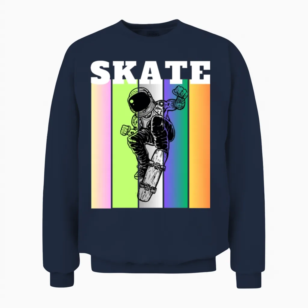 Custom Skateboard Astronaut Gift Ideas Unisex Sweatshirt in Navy