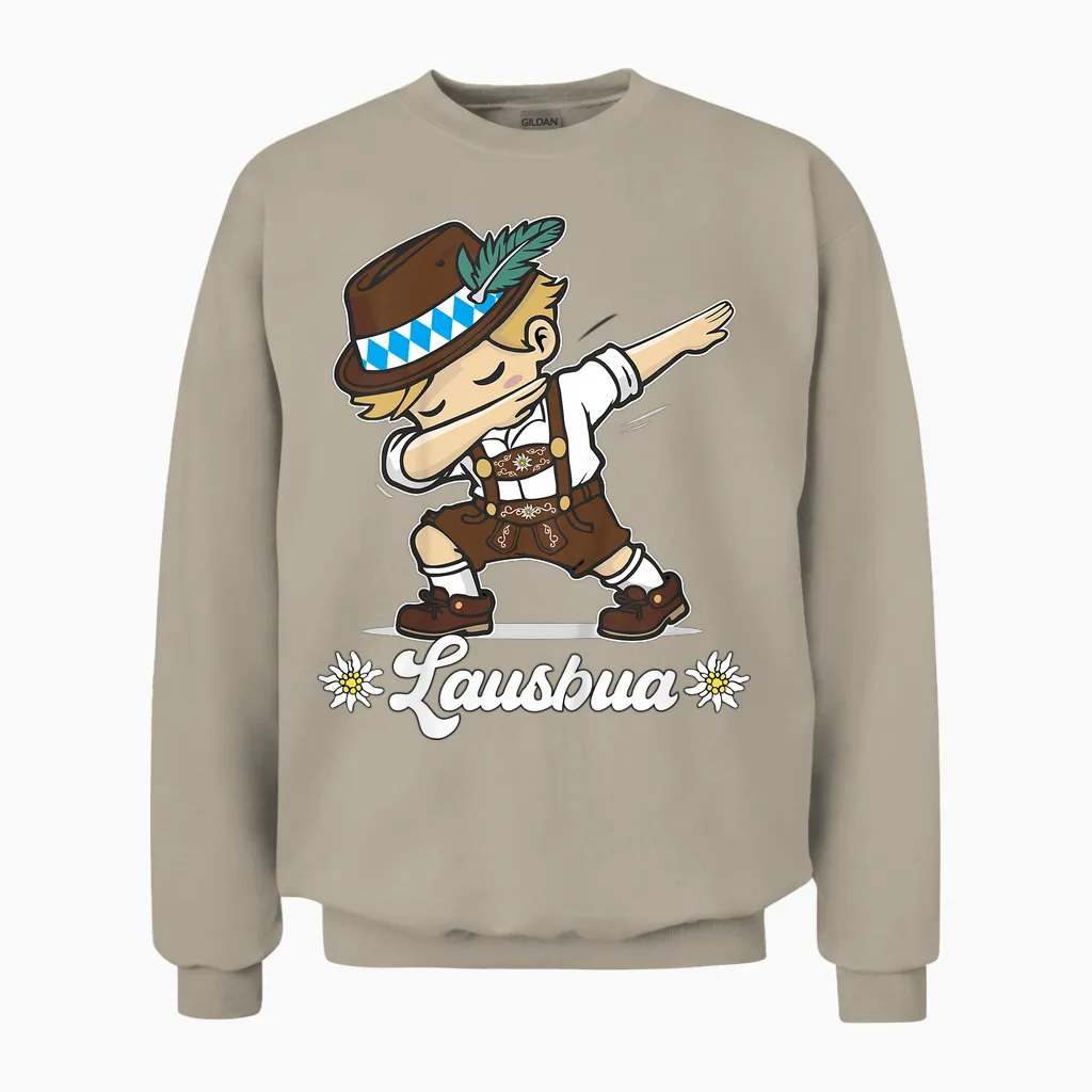 Lausbua Dabbing Bayerischer Junge Trachten Ersatz Unisex Sweatshirt in Sand