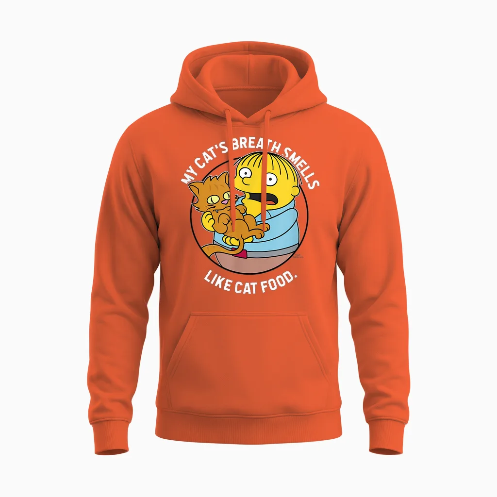 The Simpsons Ralph My Cat's Breath Smells Like Cat Food Unisex Hoodie in Orange