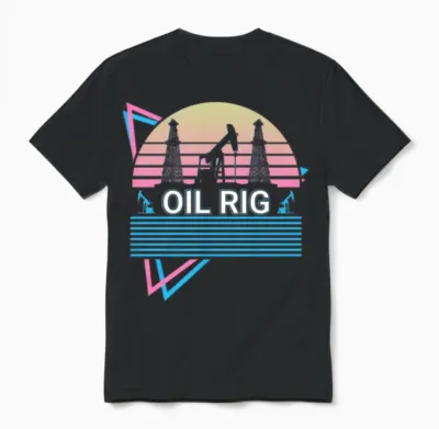 Oil Rig Retro Unisex T-Shirt - Black