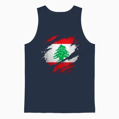 Stolze Libanesische Hemden | Zerrissene Libanon-Flagge Unisex Tank Top - Navy