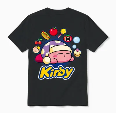 Kirby Sleeping Dreaming About Many Tasty Little Trinkets Unisex T-Shirt - Black